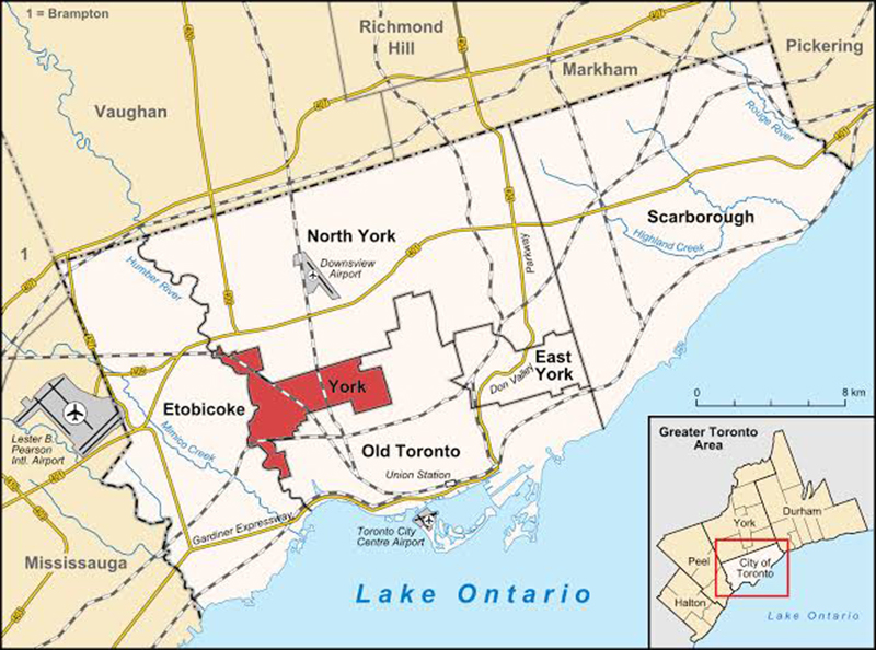 Mapa com as melhores regiões de Toronto