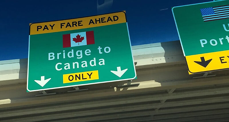 Placa de sinalização de Pedágio no Canadá