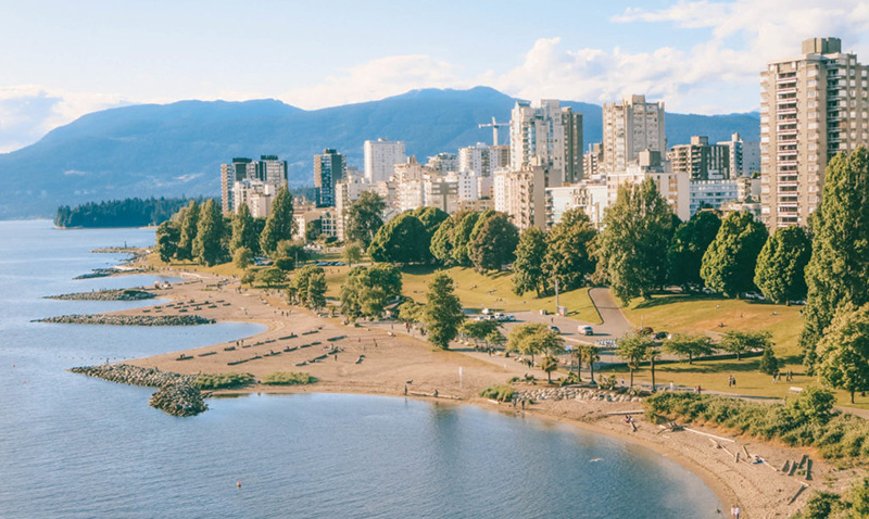 Vista da Sunset Beach em Vancouver