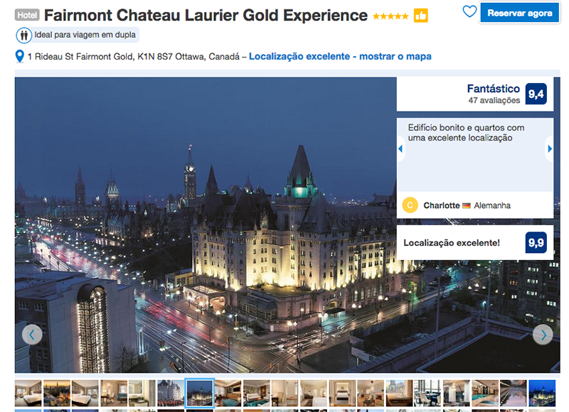 Reservas Reservas Hotel Fairmont Chateau Laurier Gold Experience em Ottawa