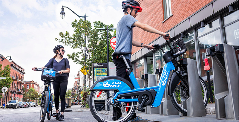 Bicicleta elétrica pelas ruas de Montreal